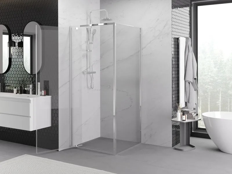Mexen Exo cabina doccia ad anta battente 90 x 90 cm, trasparente, cromo - 8181-090-090-01-00