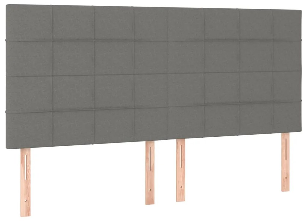 Testiera 4 pz grigio scuro 80x5x78/88 cm in tessuto