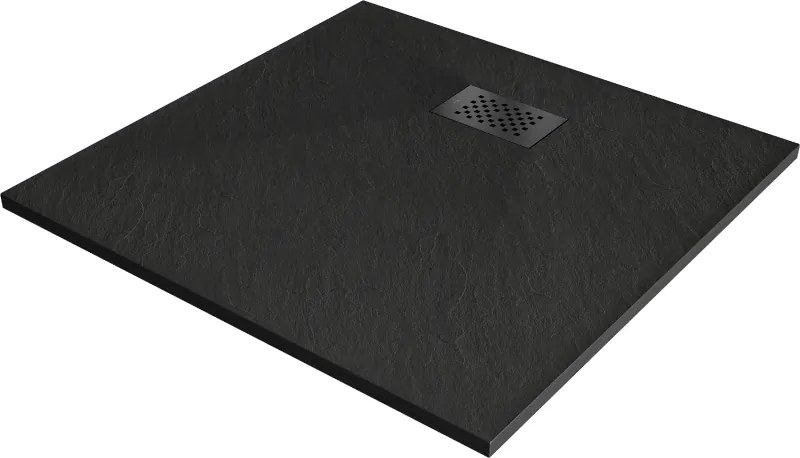 Mexen Hugo piatto doccia quadrato SMC 70 x 70 cm, nero, copertura nera - 42707070-B