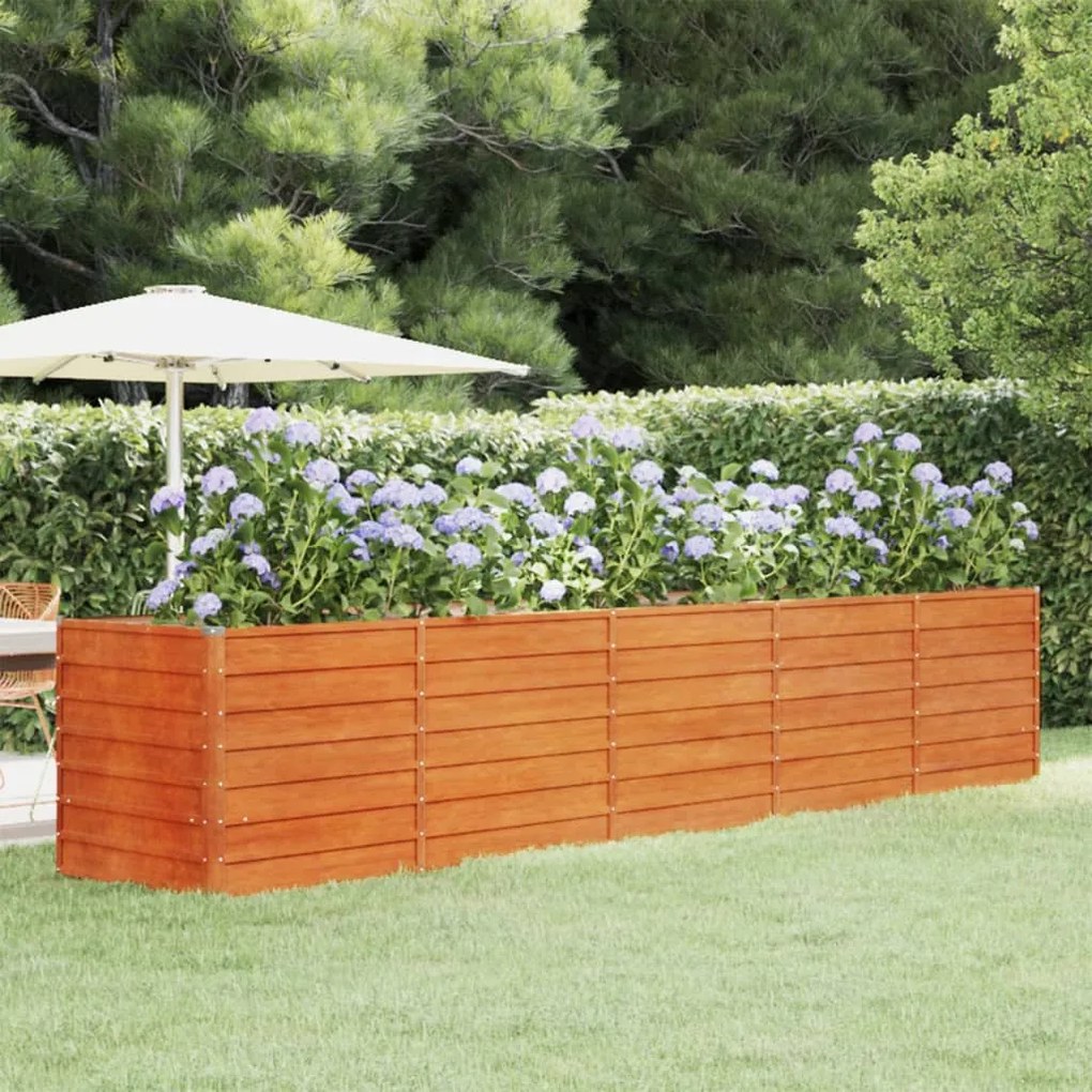 Letto Rialzato Da Giardino Ruggine 400x80x77 Cm Acciaio Corten /