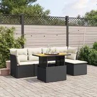 Set Divano da Giardino 6 pz con Cuscini Nero in Polyrattancod mxl 112701