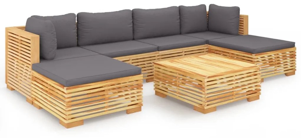 Set divani da giardino 7 pz con cuscini legno massello di teak