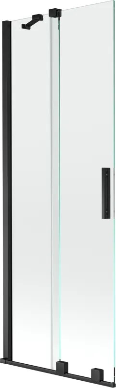 Mexen Velar paratia da bagno scorrevole a 2 pannelli 75 x 150 cm, trasparente, nero - 896-075-000-01-70