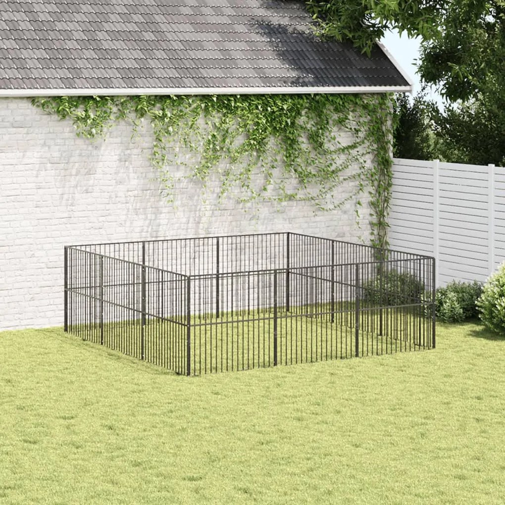 Box per cani 12 pannelli nero acciaio zincato