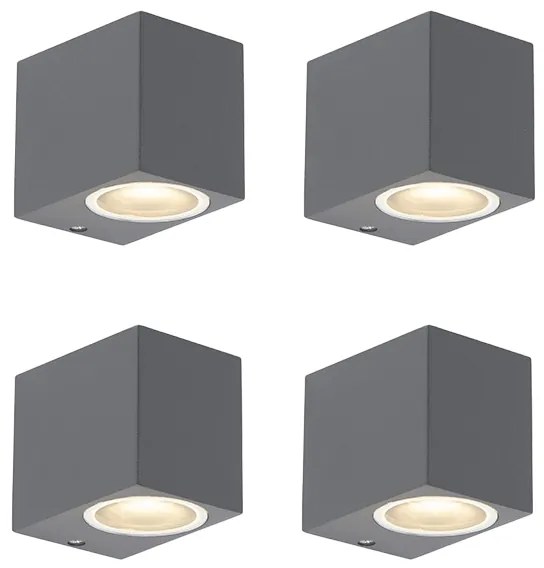 Set di 4 applique moderne grigio scuro IP44 - Baleno