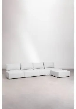 Divano Componibile In 4 Pezzi Con Pouf Kata Beige Crema - Sklum