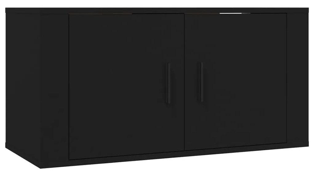 Set mobili porta tv 3 pz nero in legno multistrato