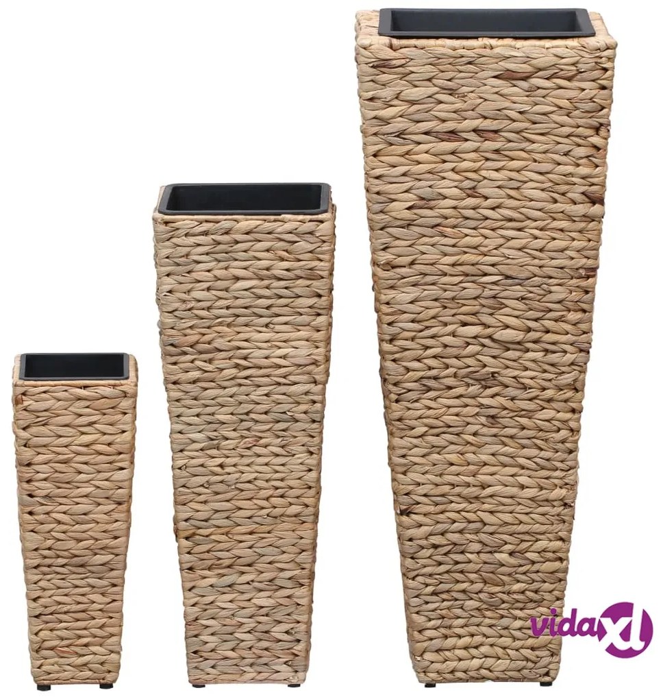 vidaXL Letti Rialzati da Giardino 3 pz in Giacinto Intrecciato Marrone