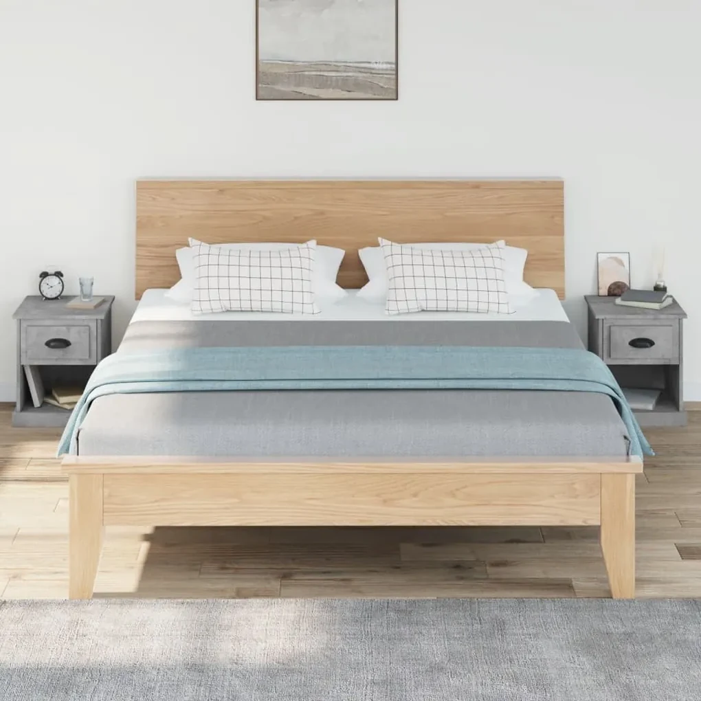 Comodini 2 pz grigio cemento 39x39x47,5 cm in legno multistrato