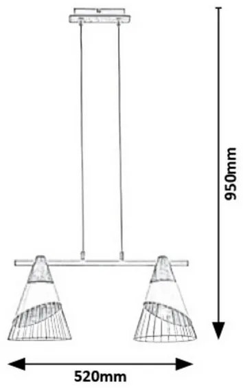 Rabalux 5666 - Lampadario a sospensione con filo ISAAC 2xE27/60W/230V