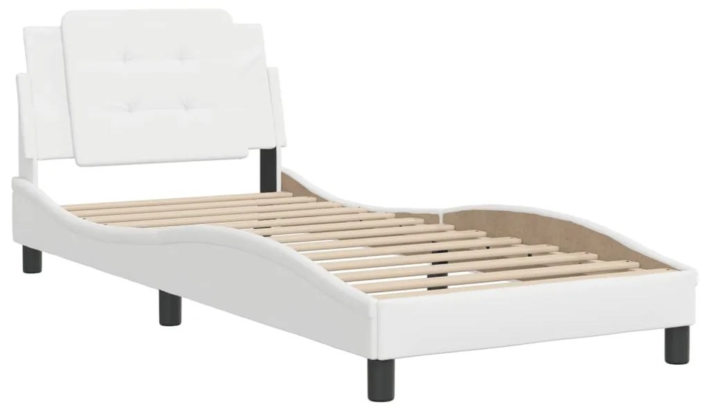 Giroletto con testiera bianco 90x190 cm in similpelle