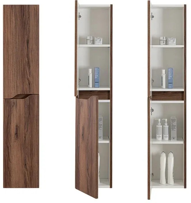 Pensile bagno sospeso 150 H noce con ripiani regolabili Maiori/Minori