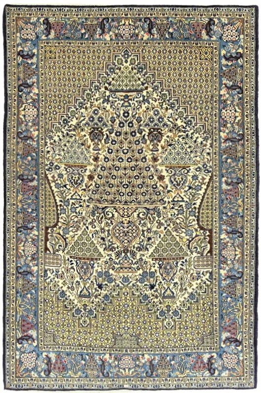 Ghom Tappeto persiano 140x220 Beige (Iran) Annodato A Mano