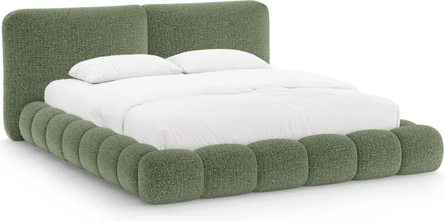 Letto matrimoniale imbottito verde con contenitore con rete inclusa 160x200 cm Solange – Micadoni