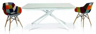 Tavolo TIMES SQUARE vetro bianco allungabile 160&#215;90 cm &#8211; 240&#215;90 cm gambe intrecciate