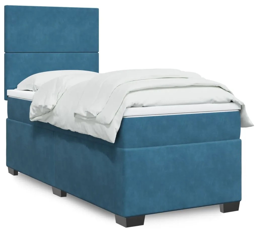 Giroletto A Molle Con Materasso Blu 100x200 Cm İn Velluto /