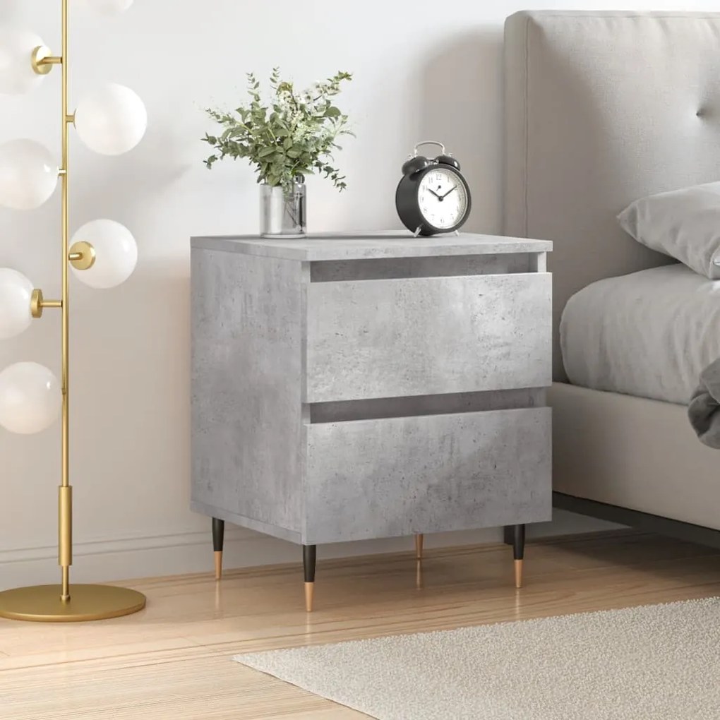 Comodino Grigio Cemento 40x35x50 Cm İn Legno Multistrato /