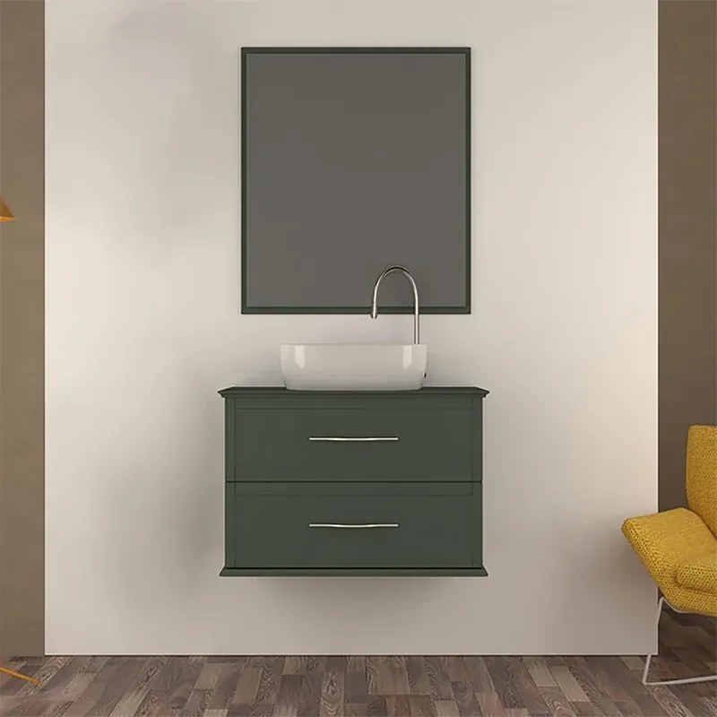 Mobile da bagno sotto lavabo verde opaco, lavabo non incluso