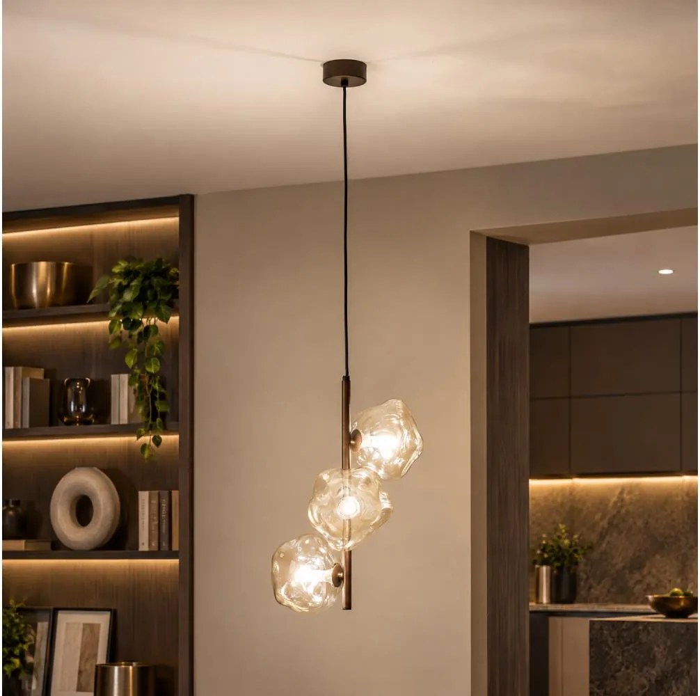 BRILAGI - Lampadario sospeso a cavo VULCANO 3xG9/8W/230V bronzo/beige fumé
