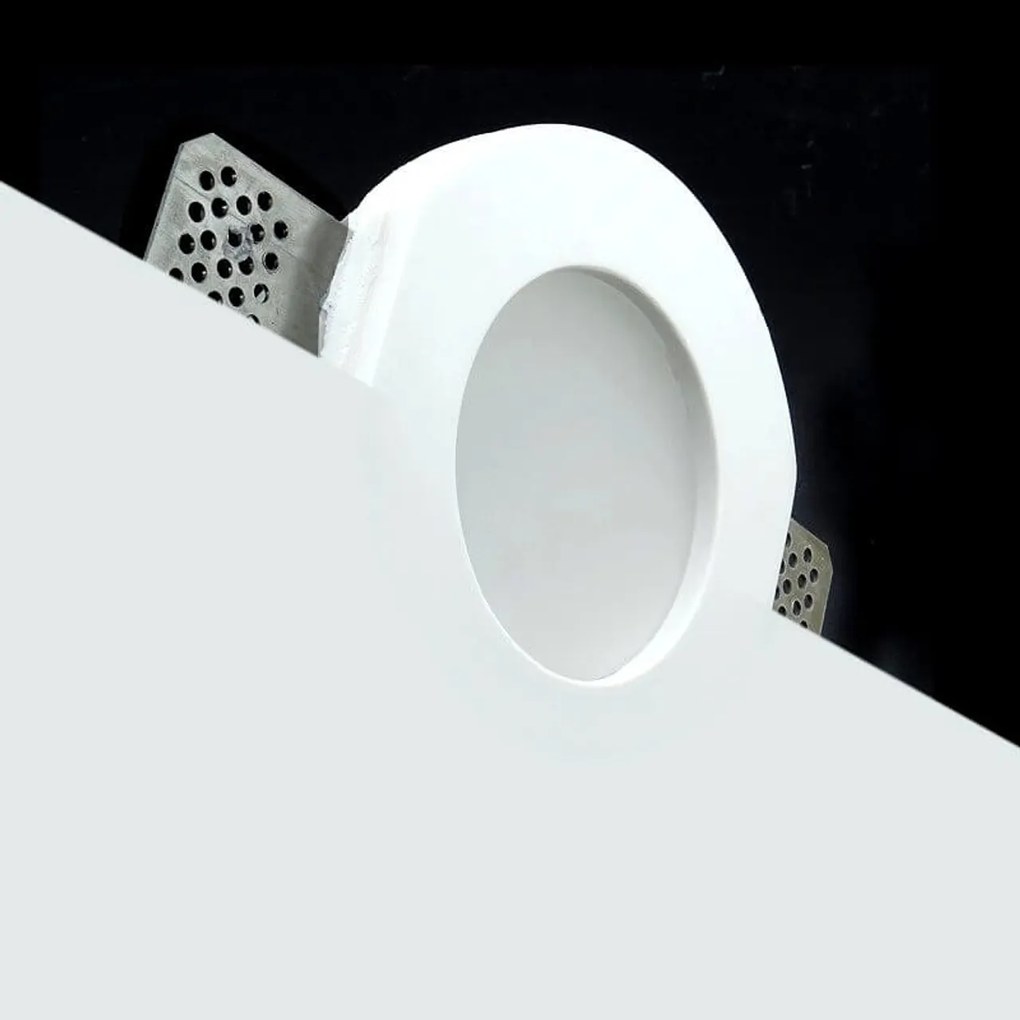 Portafaretto GU10 e MR16 in Gesso Pitturabile con Copertura Satinata Tondo Ø120mm
