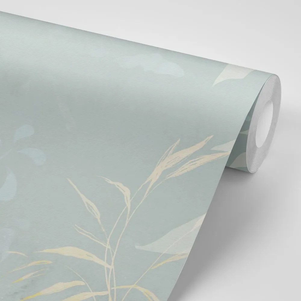 Carta da parati autoadesiva – Natura morta vegetale astratta in blu-grigio