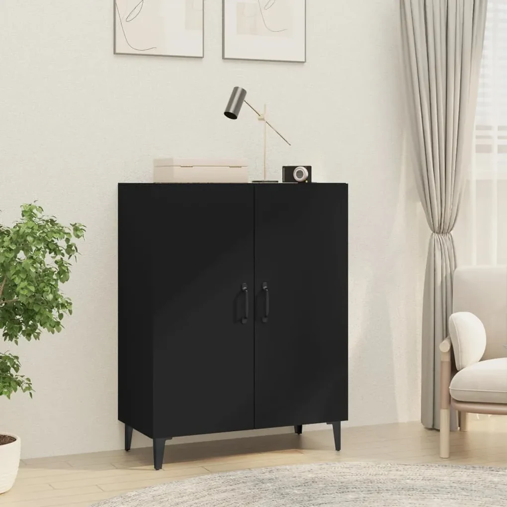 Credenza nera 70x34x90 cm in legno multistrato
