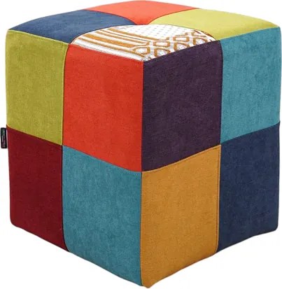 Pouf Quadrato 41x41xh48 cm in Tessuto antimacchia Patchwork
