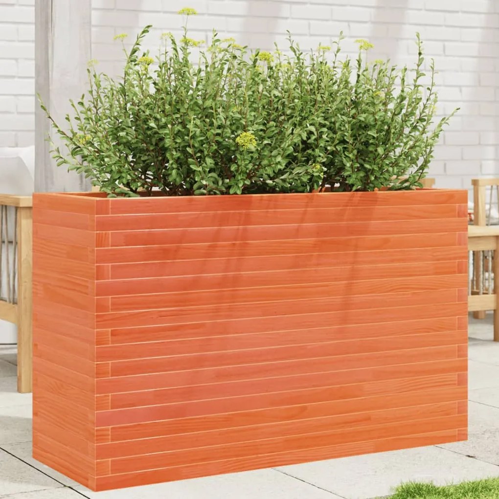 Fioriera Giardino Marrone Cera 110x40x68,5 Legno Massello Pino /