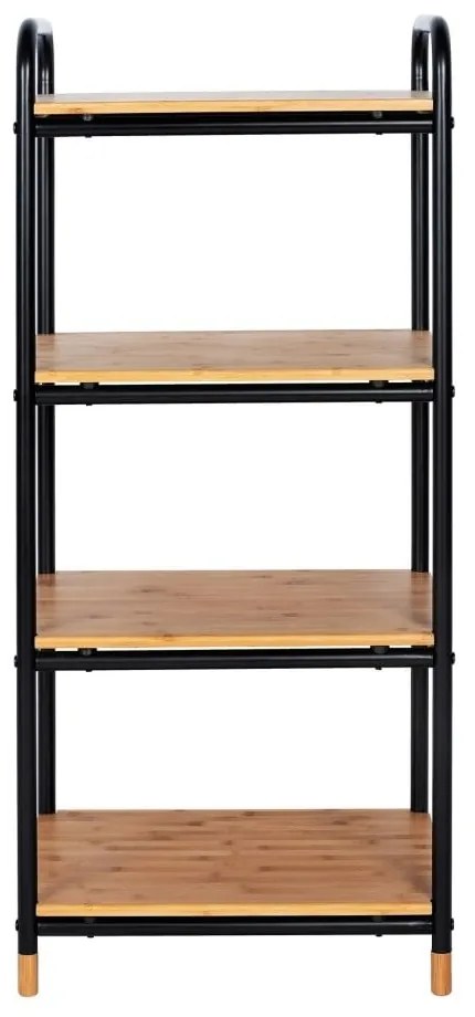 Scaffale da bagno nero in metallo con 4 ripiani in bambù 42x94,5 cm Loft - Wenko