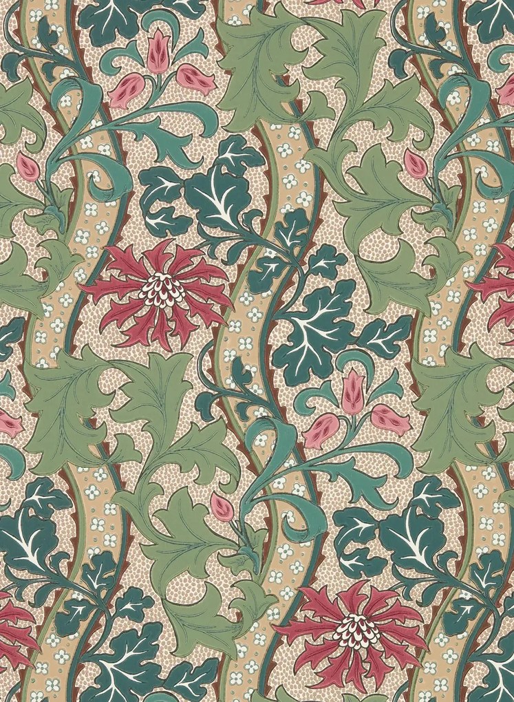 Morris & Co Carta da parati Cornflower - Madder/ Forest