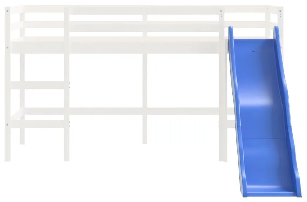 Letto soppalco scivolo bambini bianco 90x200 cm massello pino