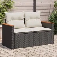 Divano da Giardino con Cuscini a 2 Posti Nero in Polyrattancod mxl 111854