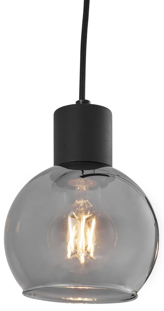 Lampada a sospensione Art Déco nera con vetro fumé oblungo 4 luci - VIDRO