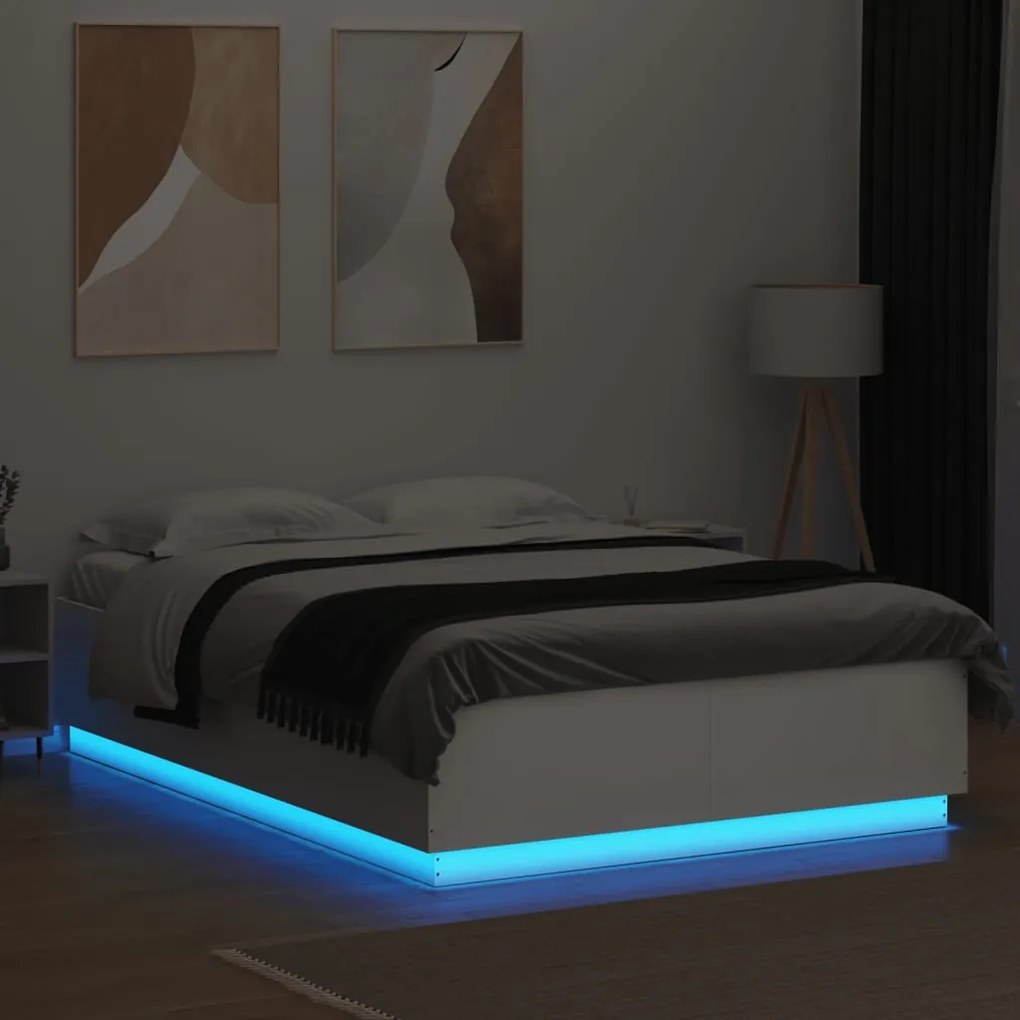 Giroletto con Luci LED Bianco 150x200 cm in Legno Multistrato