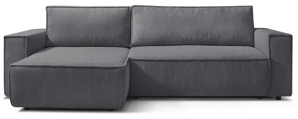 Divano letto a coste grigio scuro ad angolo variabile Nihad - Bobochic Paris