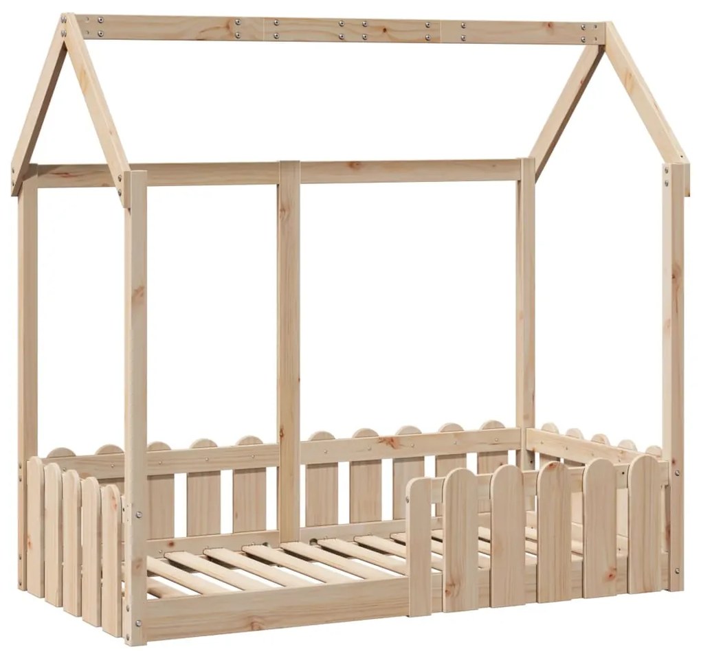 Giroletto casetta per bambini 70x140 cm legno massello di pino