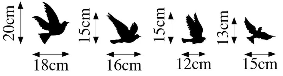 Decorazione murale in metallo in set di 4 pezzi 18x20 cm Birds - Wallity