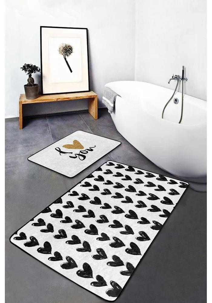 Tappetini da bagno bianco-nero in set da 2 100x60 cm - Minimalist Home World