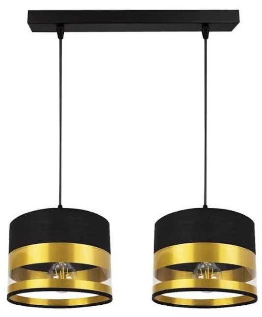 Lampadario su filo MILO 2xE27/60W/230V dorato/nero