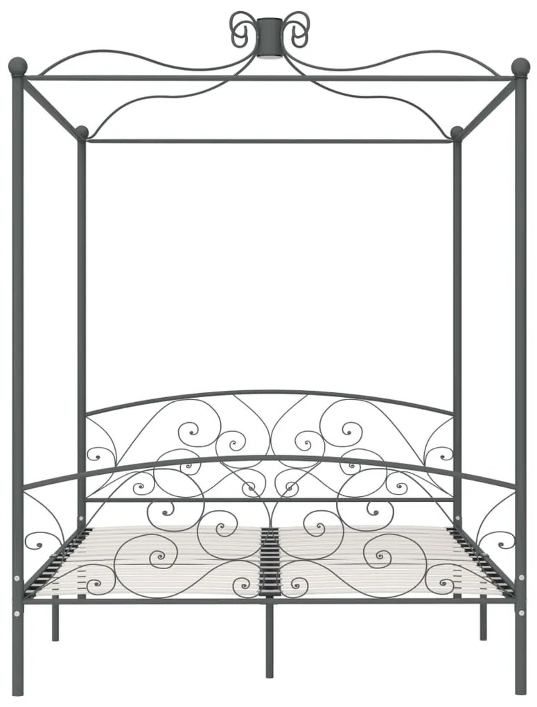 Letto a baldacchino grigio in metallo 180x200 cm