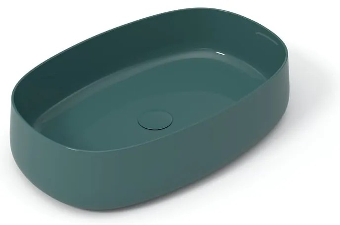 Lavabo da appoggio Wave OLYMPIA CERAMICA ovale in ceramica L 60 x H 14 x P 40 cm verde piletta non inclusa