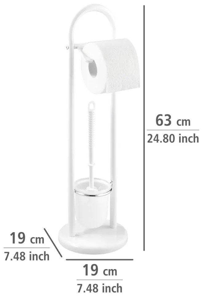 Scopino bianco con porta carta igienica Siena - Wenko
