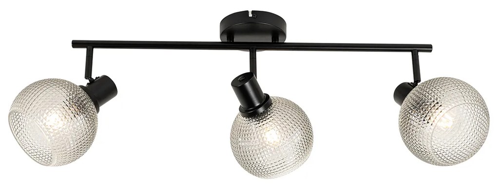 Faretto di design nero con vetro fumé 3 luci - Chico
