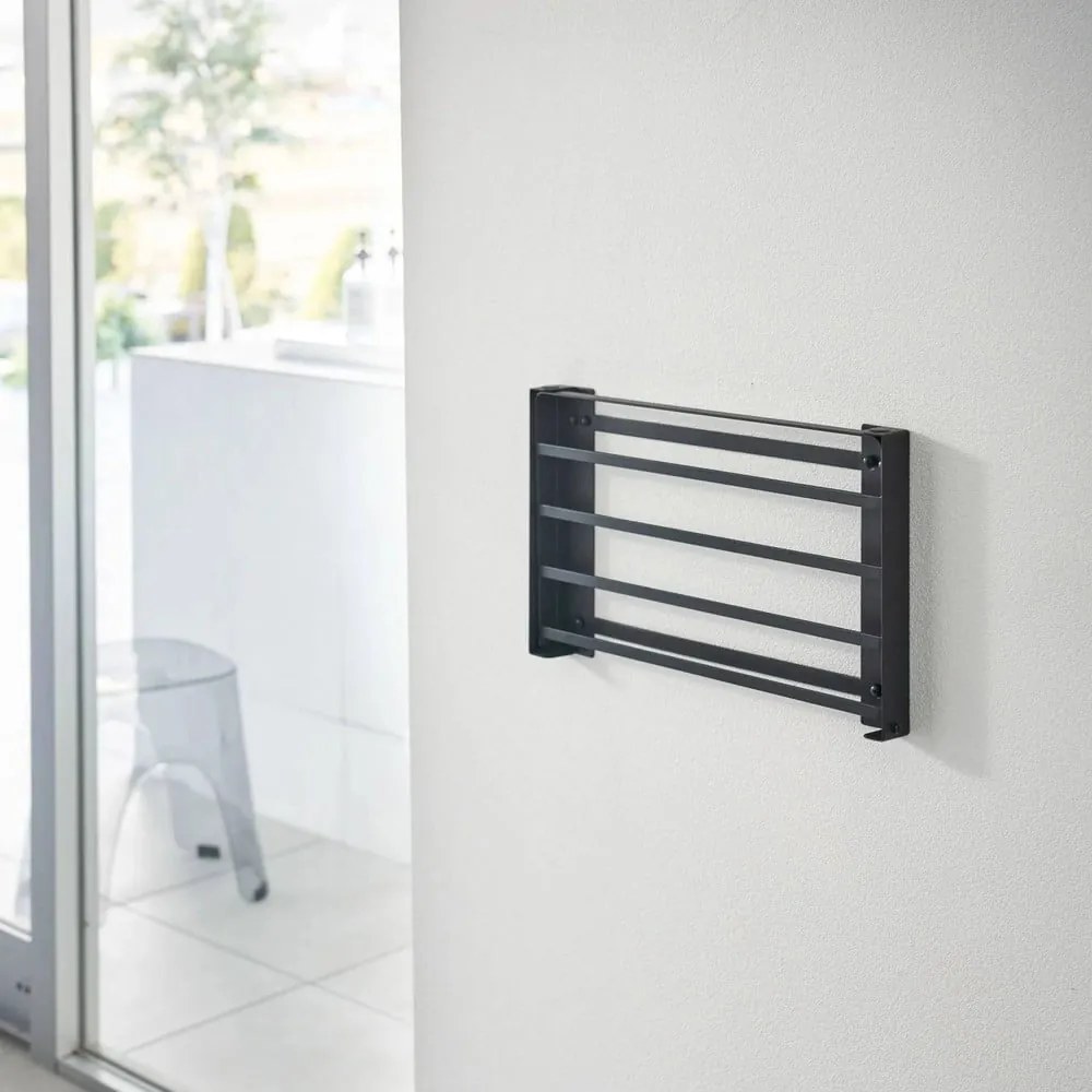 Mensola da bagno da parete nera opaca in acciaio Tower – YAMAZAKI