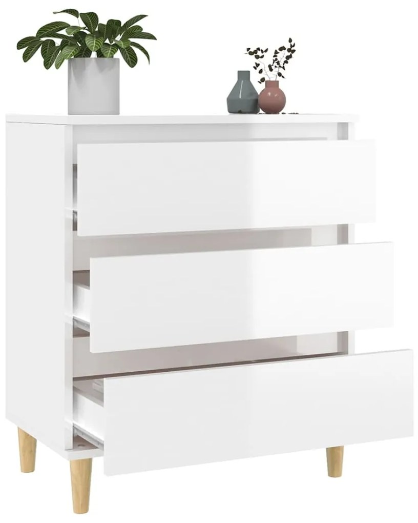 Credenza bianco lucido 60x35x70 cm in legno multistrato