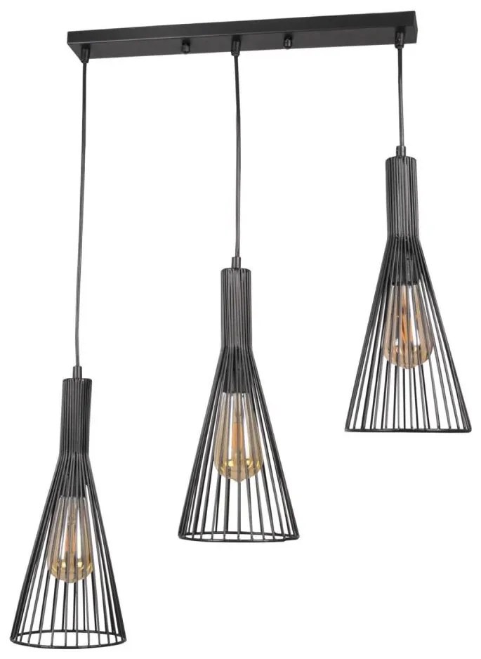 Lampadario a sospensione con filo TIANA 3xE27/20W/230V nero