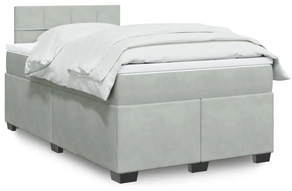 Giroletto A Molle Con Materasso Grigio Chiaro 120x190cm Velluto /