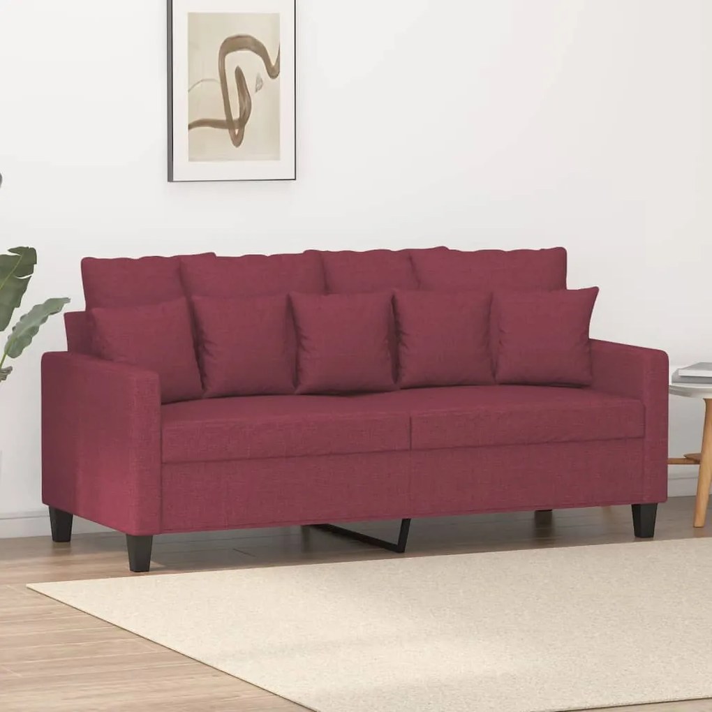 Divano A 2 Posti Rosso Vino 140 Cm İn Tessuto /
