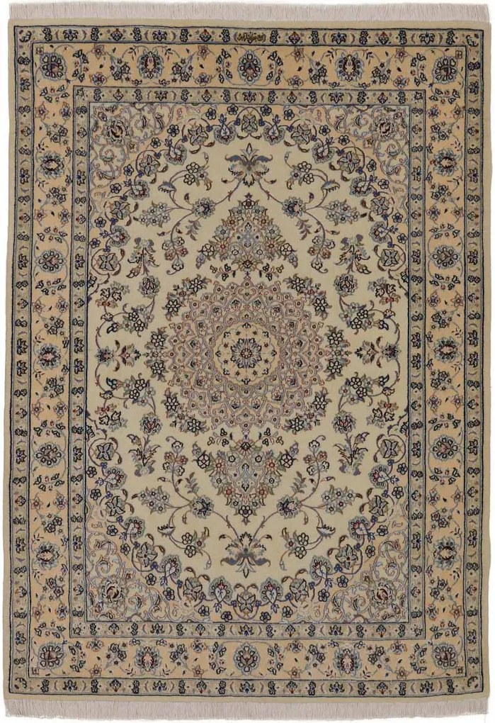 Nain Tappeto 150 x 110 Beige (Iran) Annodato A Mano
