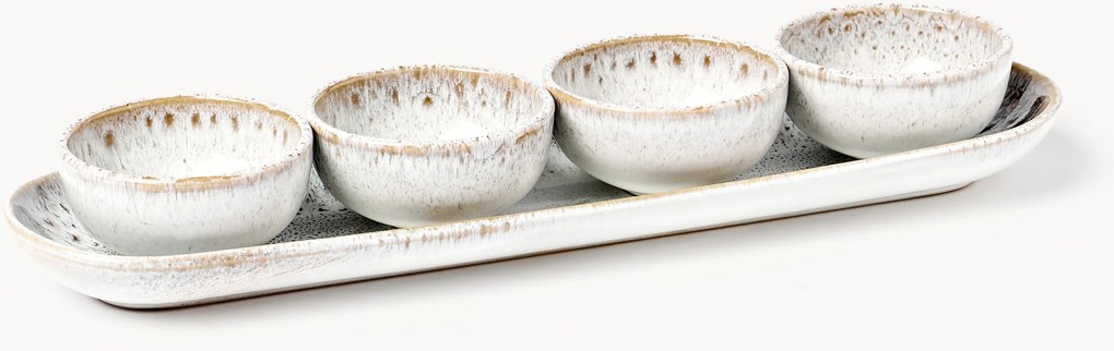 Set ciotole per salse fatte a mano con vassoio da portata Danza 5 pz